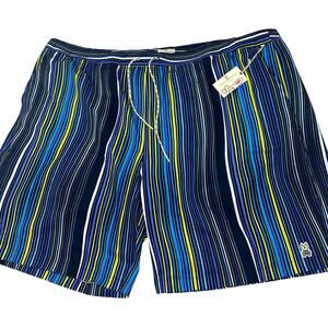 Psycho Bunny Men's Swim Trunks Size 5XLT Blue Stripe Dry Pocket NWT